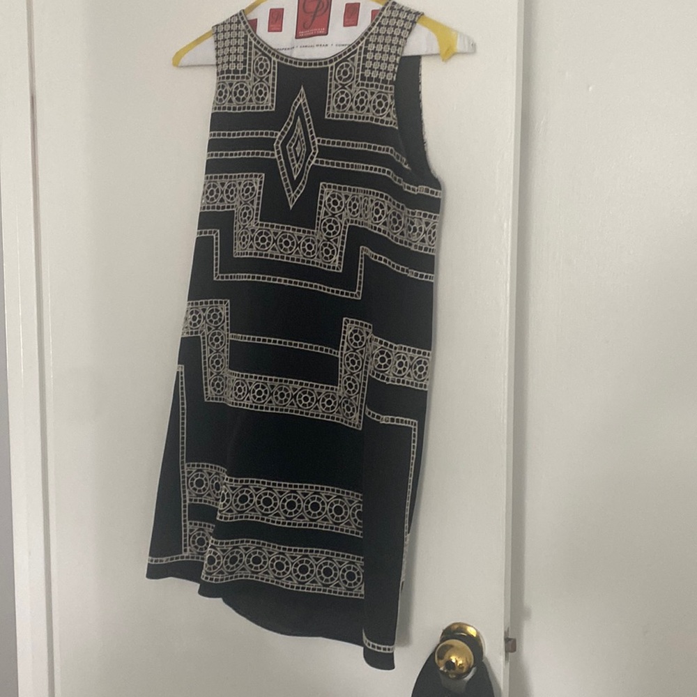 Parker black with embroidered lace detail dress